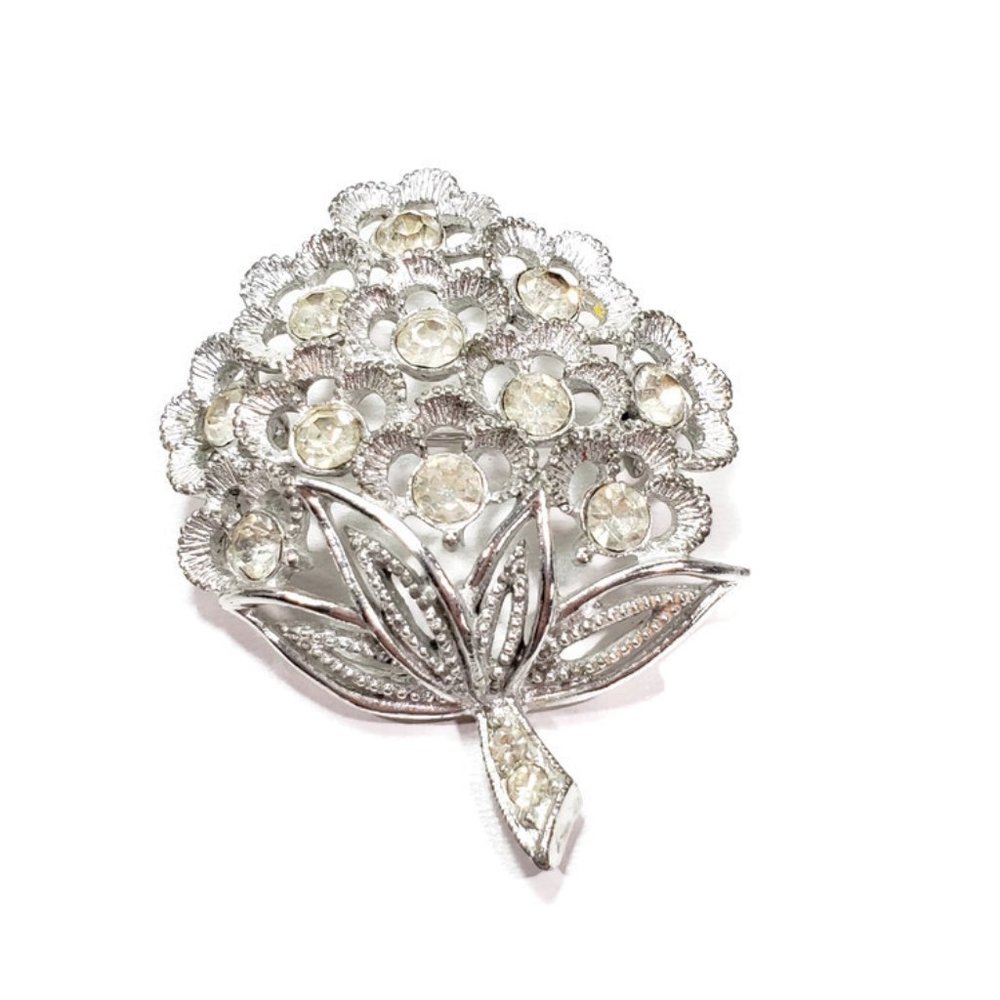 Vintage Sarah Coventry Rhinestone Flower Brooch